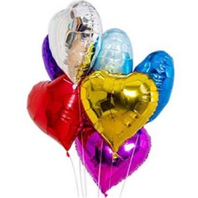 6 mixed color heart shape balloons